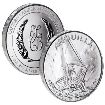 Серебряная монета 1oz Ангилья 2 доллара 2025 Восточные Карибы