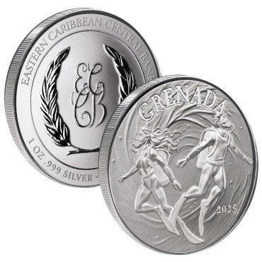 Срібна монета 1oz Гренада 2 долари 2025 Східні Кариби