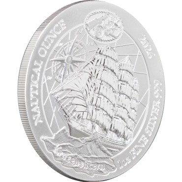 Серебряная монета 1oz Корабль Крузенштерн 50 франков 2026 Руанда