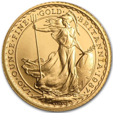 Золота монета 1/10oz Британія 10 англійських фунтів 1987 Великобританія