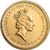 Золота монета 1/10oz Британія 10 англійських фунтів 1987 Великобританія