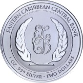 Серебряная монета 1oz Гренада 2 доллара 2025 Восточные Карибы
