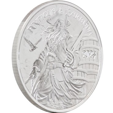Серебряная монета 1oz Антигуа и Барбуда 2 доллара 2025 Восточные Карибы