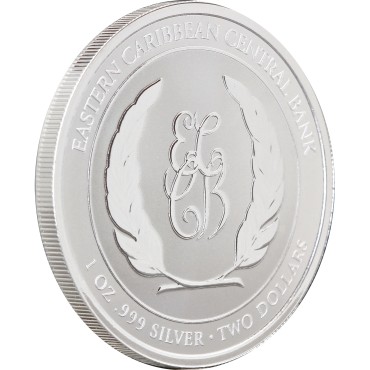 Серебряная монета 1oz Антигуа и Барбуда 2 доллара 2025 Восточные Карибы