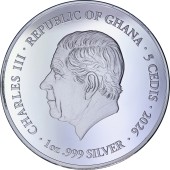Срібна монета 1oz Святий Юда 5 седі 2026 Гана (пруф)