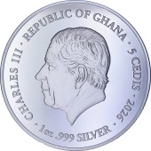 Срібна монета 1oz Святий Павло 5 седі 2026 Гана (пруф)