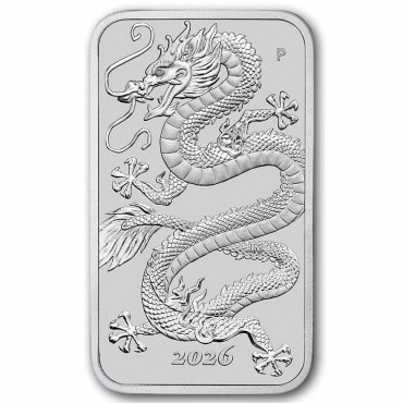 Серебряная монета 1oz Прямоугольный Дракон 1 доллар 2026 Австралия