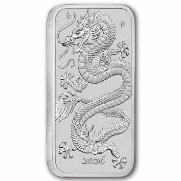 Серебряная монета 1oz Прямоугольный Дракон 1 доллар 2026 Австралия