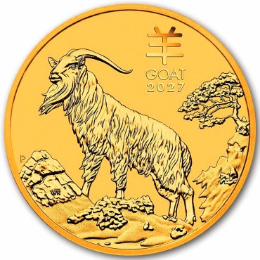 Золотая монета 1/10oz Год Козы 15 долларов 2027 Австралия