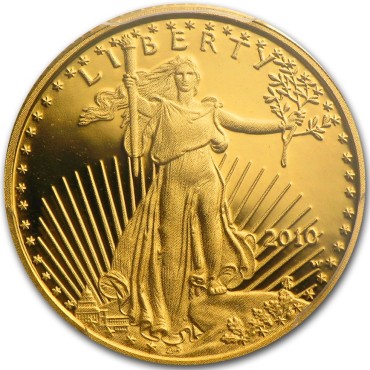 Золотая монета 1/10oz Американский Орел 5 долларов 2010 США (пруф)