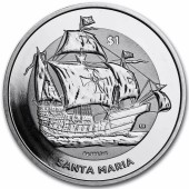 Серебряная монета 1oz Санта-Мария 1 доллар 2022 БВО (Reverse Cameo)