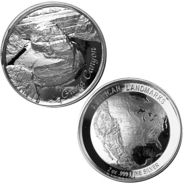 Серебряный раунд 2oz Великий Каньон США