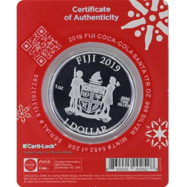 Срібна монета 1oz Coca Cola 1 долар 2019 Фіджі