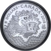 Срібна монета 1/4oz Дракон 8 доларів 2018 Канада