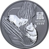 Срібна монета 2oz Рік Миші (Щура) 2 долара 2020 Австралія