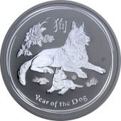Серебряная монета 2oz Год Собаки 2 доллара 2018 Австралия