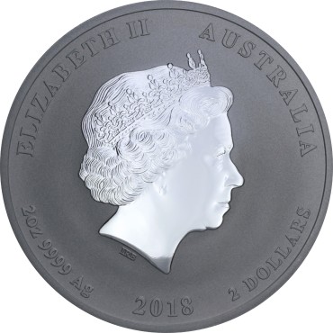 Срібна монета 2oz Рік Собаки 2 долара 2018 Австралія (Кольорова)