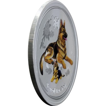 Срібна монета 2oz Рік Собаки 2 долара 2018 Австралія (Кольорова)