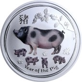 Серебряная монета 1oz Год Свиньи 1 доллар 2019 Австралия (цветная)