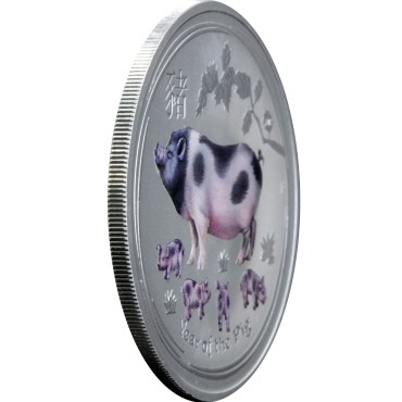 Серебряная монета 1oz Год Свиньи 1 доллар 2019 Австралия (цветная)