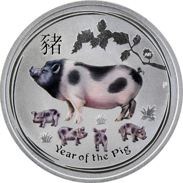 Серебряная монета 1oz Год Свиньи 1 доллар 2019 Австралия (цветная)