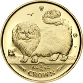 Золотая монета 1/10oz Британская Дымчатая Кошка 1 крона 1997 Остров Мэн