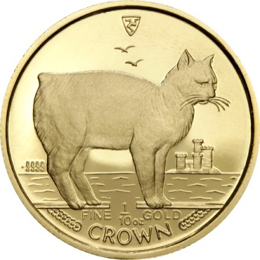 Золотая монета 1/10oz Кот Мэнкс 1 крона 1988 Остров Мэн