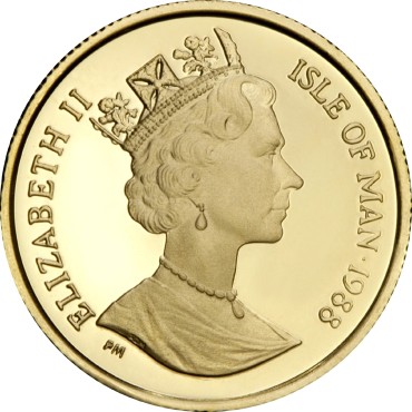 Золота монета 1/10oz Кіт Менкс 1 крона 1988 Остров Мен