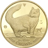 Золота монета 1/10oz Норвезька Лісова Кішка 1 крона 1991 Остров Мен