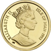 Золотая монета 1/10oz Кот Мейн-кун 1 крона 1993 Остров Мэн