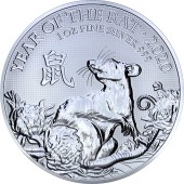 Срібна монета 1oz Рік Щура (Миші) 2 фунта стерлінгів 2020 Великобританія