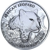 Серебряная монета 1oz Африканский Леопард 5 седи 2019 Гана