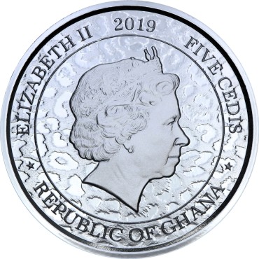 Срібна монета 1oz Африканський Леопард 5 седі 2019 Гана