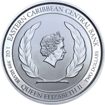 Срібна монета 1oz Монтсеррат 2 долара 2019 Східні Кариби