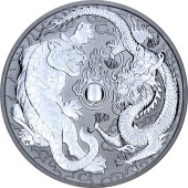 Серебряная монета 1oz Дракон и Тигр 1 доллар 2018 Австралия