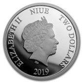 Серебряная монета 1oz Миньон Поздравляет с Рождеством и Новым Годом 2 доллара 2019 Ниуэ (цветная)
