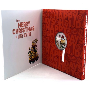 Срібна монета 1oz Міньон Вітає з Різдвом та Новим Роком 2 долара 2019 Ніуэ (кольорова)