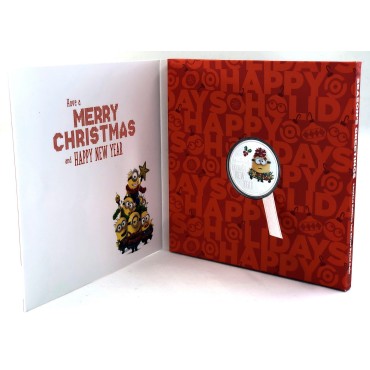 Срібна монета 1oz Міньон Вітає з Різдвом та Новим Роком 2 долара 2019 Ніуэ (кольорова)