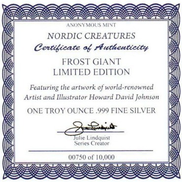 Серебряный раунд 1oz Морозный Гигант серия "Нордические Существа"