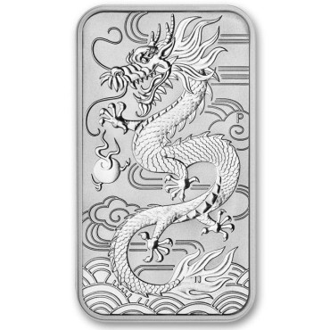 Серебряная монета 1oz Прямоугольный Дракон 1 доллар 2018 Австралия