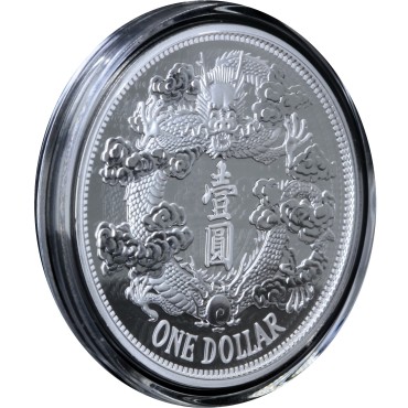 Срібна монета 1oz Тяньцзиньський Дракон 1 долар Китай 2018 рестрайк