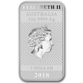 Серебряная монета 1oz Прямоугольный Дракон 1 доллар 2018 Австралия