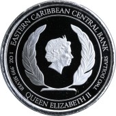 Срібна монета 1oz Сент-Кітс и Невіс 2 долара 2019 Східні Кариби