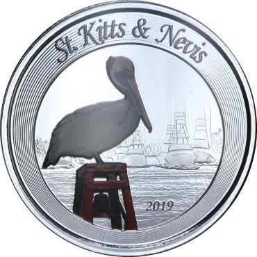 Срібна монета 1oz Сент-Кітс и Невіс 2 долара 2019 Східні Кариби