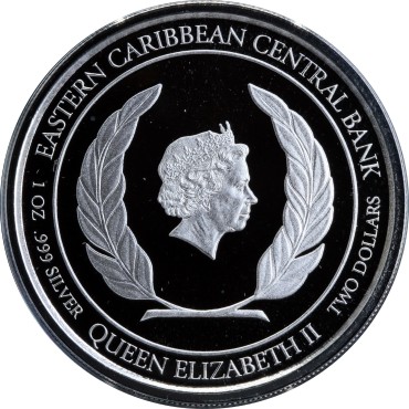 Срібна монета 1oz Ангілья 2 долара 2018 Східні Кариби