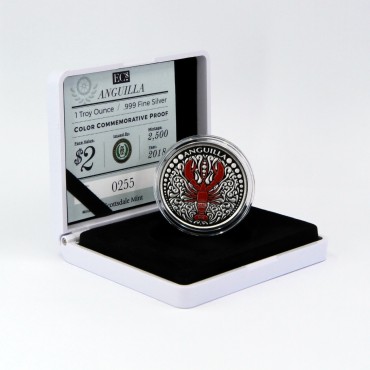 Срібна монета 1oz Ангілья 2 долара 2018 Східні Кариби