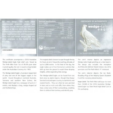 Серебряная монета 1oz Клинохвостый Орел 1 доллар 2016 Австралия (NGC PF 69 ULTRA CAMEO)