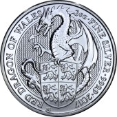 Серебряная монета 2oz Красный Дракон Уэльский (серия "Звери Королевы") 5 фунтов 2017 Великобритания