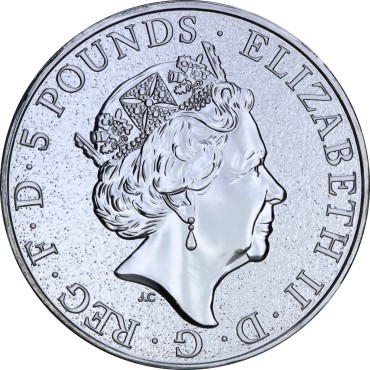 Серебряная монета 2oz Красный Дракон Уэльский (серия "Звери Королевы") 5 фунтов 2017 Великобритания