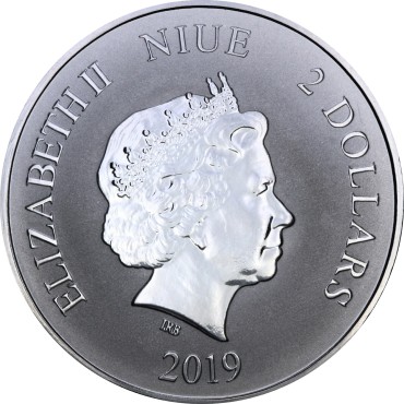 Срібна монета 1oz Зелений Дракон 2 долара 2019 Ніуе